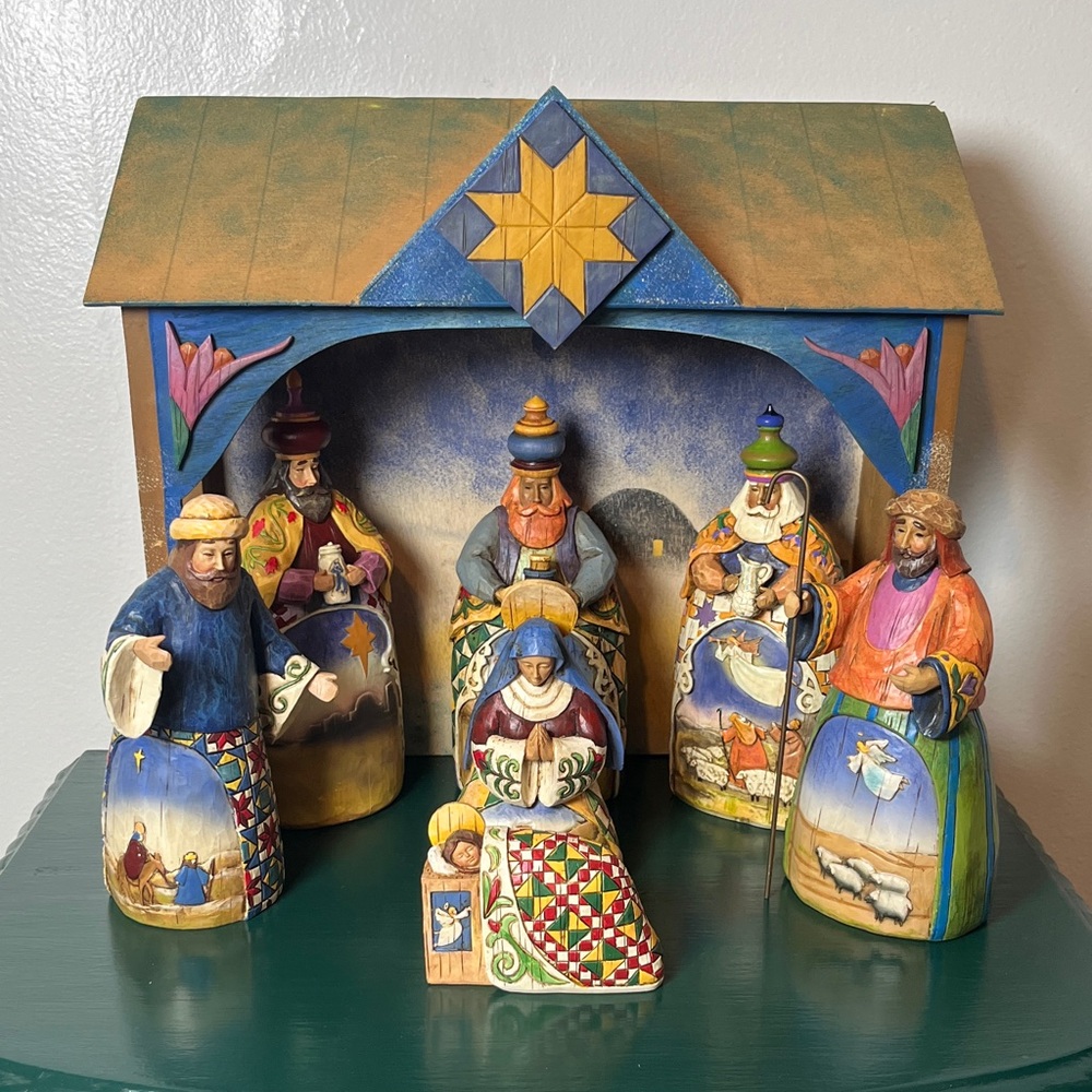Jim Shore Joy to the World Vintage 2003 Set of 8 Folk Art Nativity Scene Set